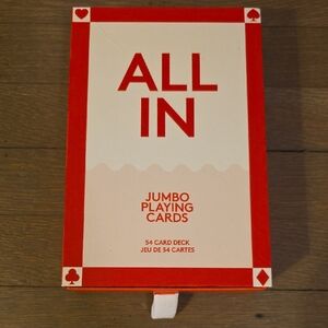 Anthropologie "ALL IN" Red Jumbo Playing Card Set In Box.  54 Cards